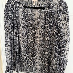 Rebecca Taylor Black and Cream Snake Print Top